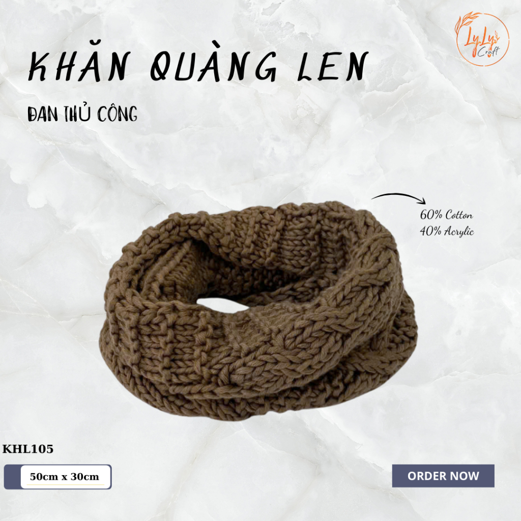 Khăn Len Ống Đan Tay Handmade Chất Liệu Visco Cao Cấp LyLyCraft Đan Thủ Công Làm Quà Tặng Mùa Đông Ý Nghĩa KHL105