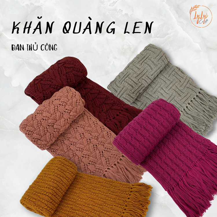Khăn Len Ống Đan Tay Handmade Chất Liệu Visco Cao Cấp LyLyCraft Đan Thủ Công Làm Quà Tặng Mùa Đông Ý Nghĩa KHL108