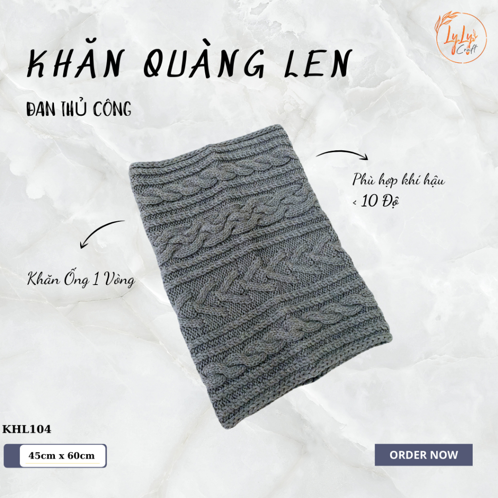 Khăn Len Ống Đan Tay Handmade Chất Liệu Visco Cao Cấp LyLyCraft Đan Thủ Công Làm Quà Tặng Mùa Đông Ý Nghĩa KHL104