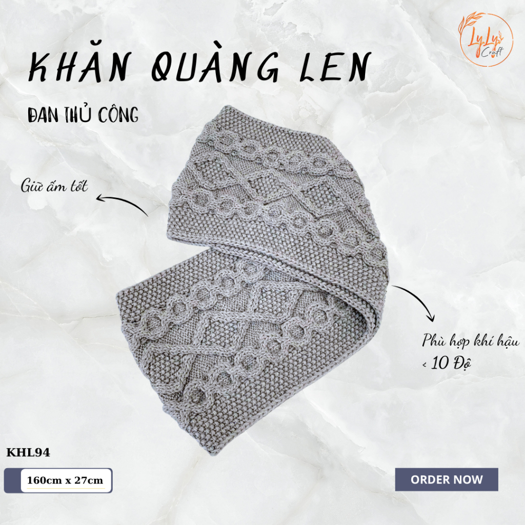 Khăn Len Ống Đan Tay Handmade Chất Liệu Visco Cao Cấp LyLyCraft Đan Thủ Công Làm Quà Tặng Mùa Đông Ý Nghĩa KHL94