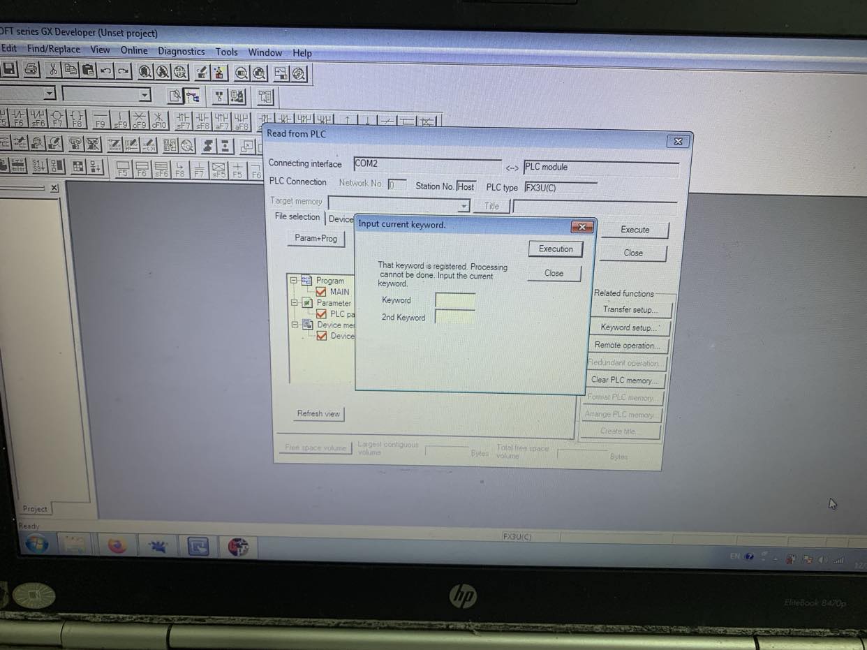 Crack password PLC Mitsubishi FX3UC-32MT-LT