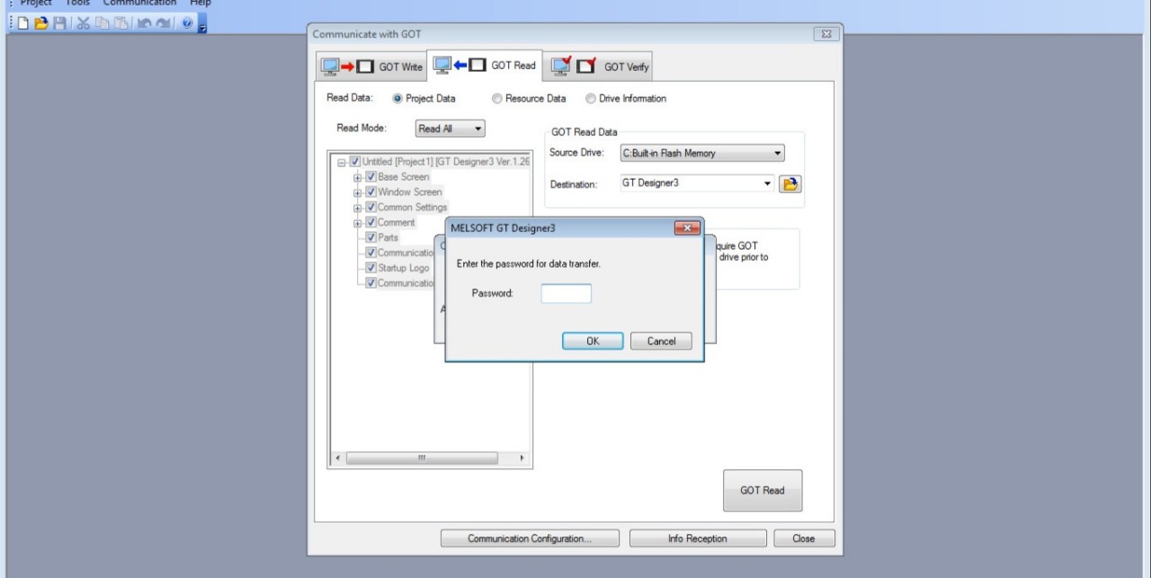 Crack password màn hình Mitsubishi GT1275-VNBA