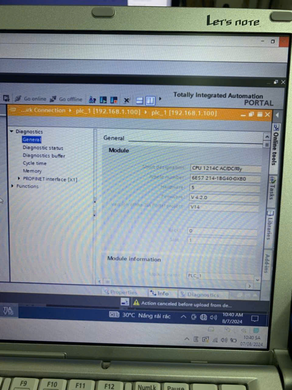 Crack password PLC Siemens CPU1214C AC/DC/RLY