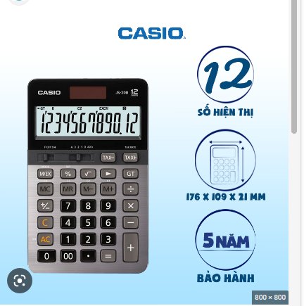 Máy tính Casio JS20TB (12 số) hàng chính hãng