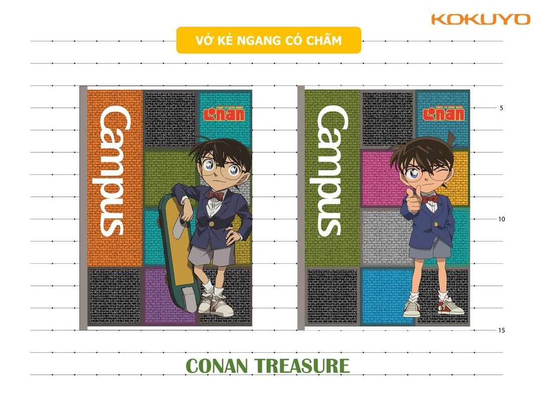 Vở Conan - Treasure, 80 trang, khổ B5, xanh dương, vàng định lượng 58-65g/m2, 10 quyển/gói, 120 quyển/ thùng