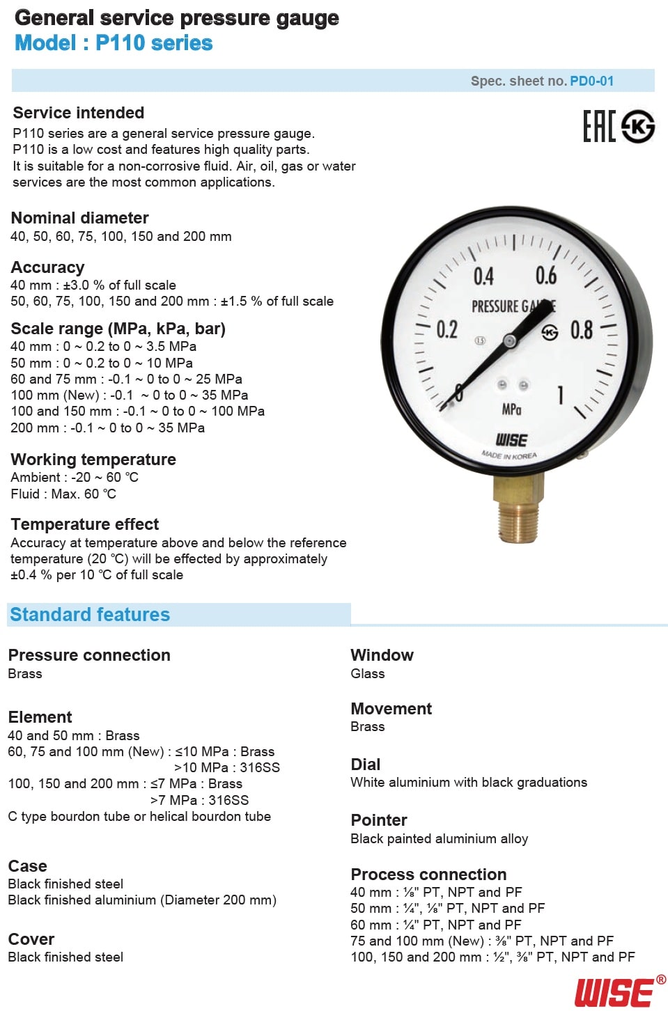 Pressure Gauge WISE. P110