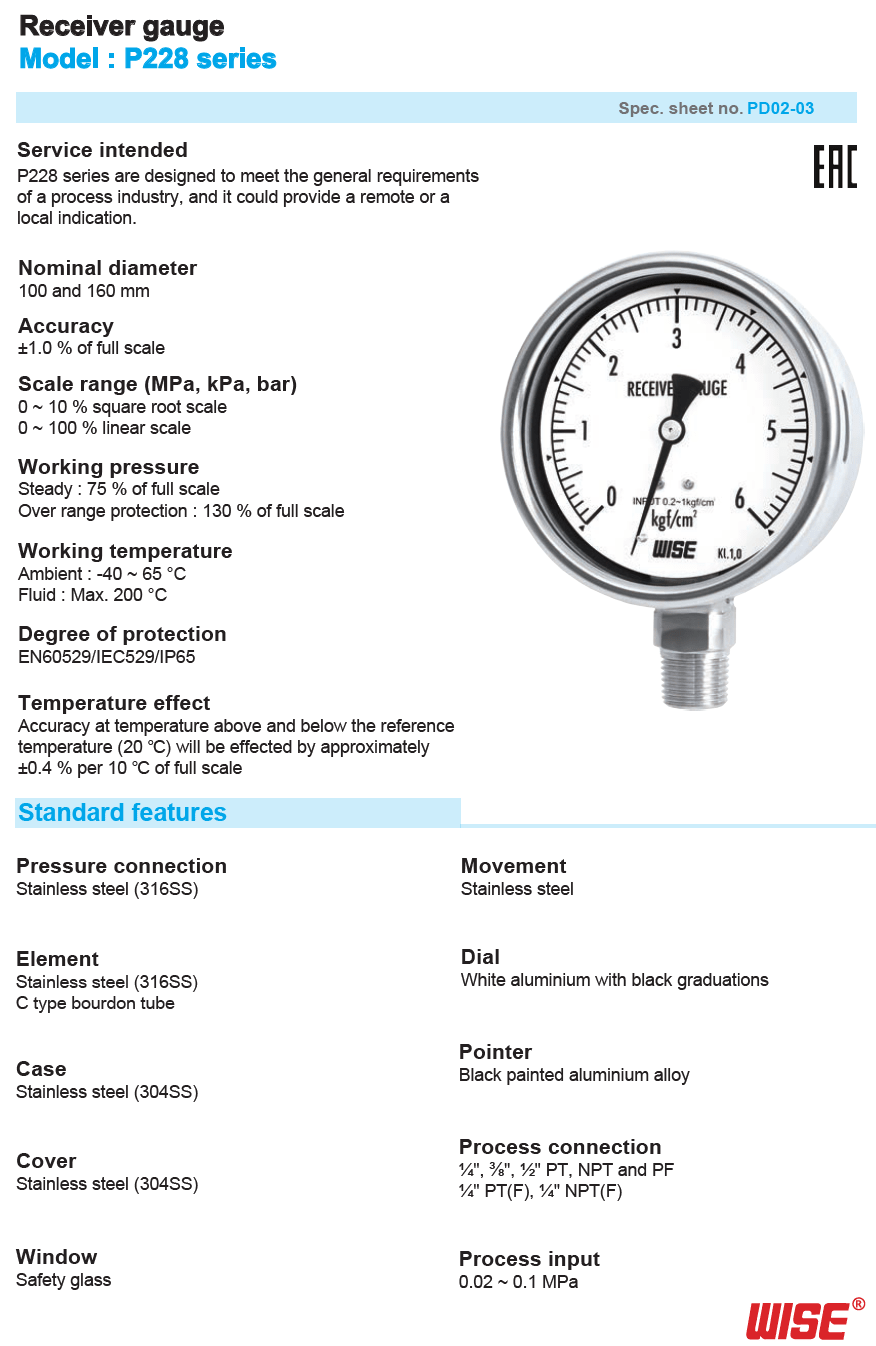 Pressure Gauge WISE. P228