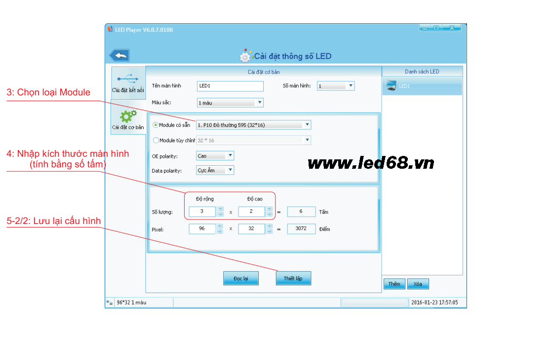 Led Player Hướng dẫn sử dụng phần mềm LED Player 6.0.18 | LED68 VINHANH