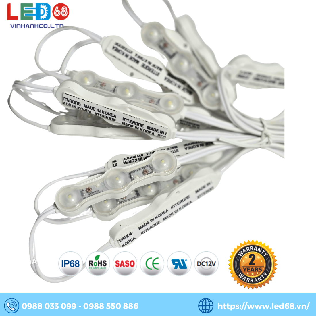 Interone Led India LED thanh 3 mắt Interone Hàn Quốc Z3U-V05-W-A7 | LED68 VINHANH
