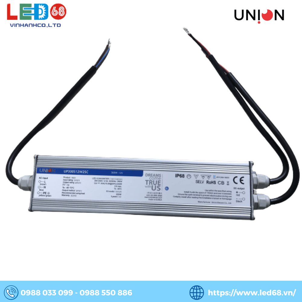 Union Led Drive Nguồn LED Union 12V300W chống nước Hàn Quốc | LED68 VINHANH