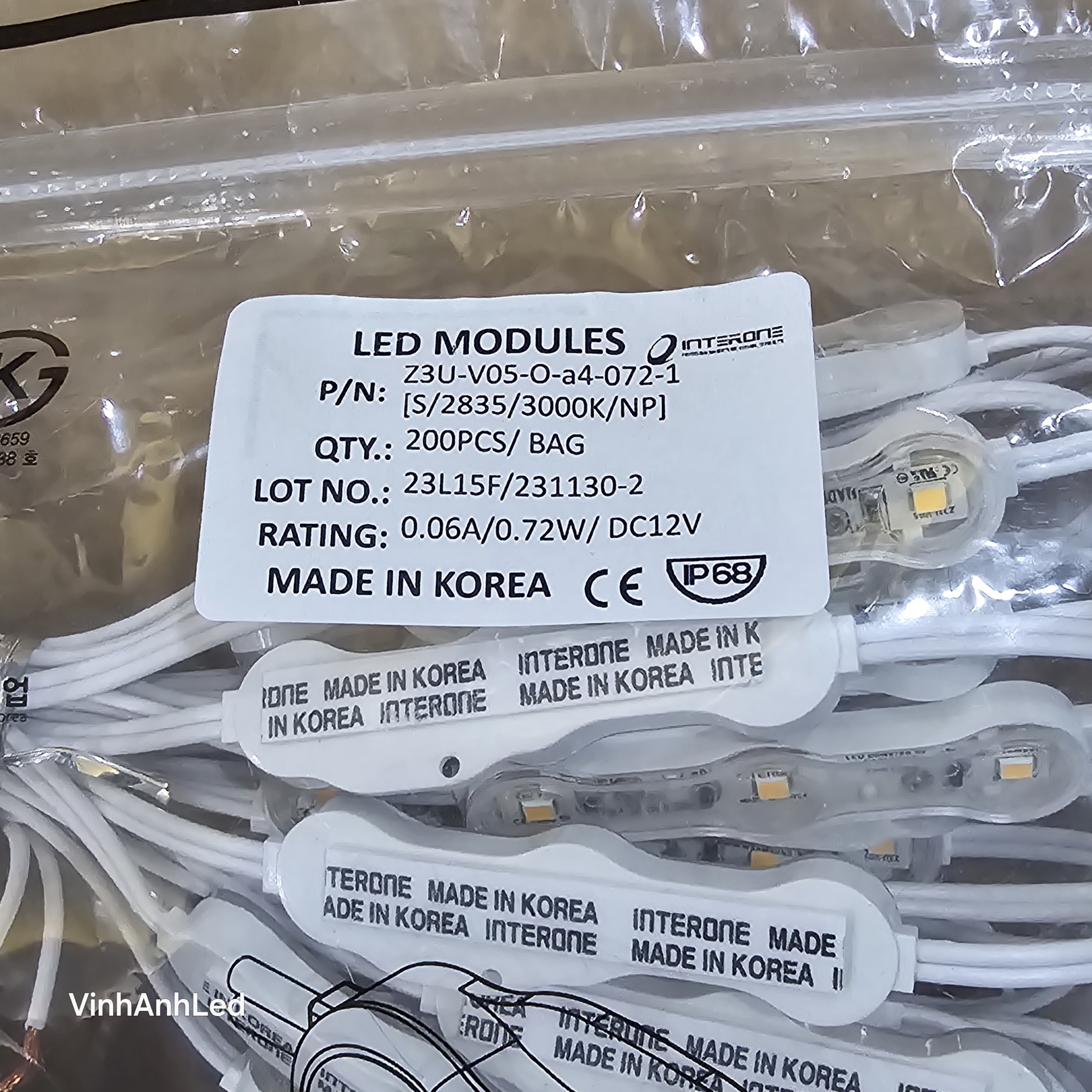 Led Module Interone Logo LED thanh 3 mắt Interone Hàn Quốc Z3U-V05-A4-072 | LED68 VINHANH
