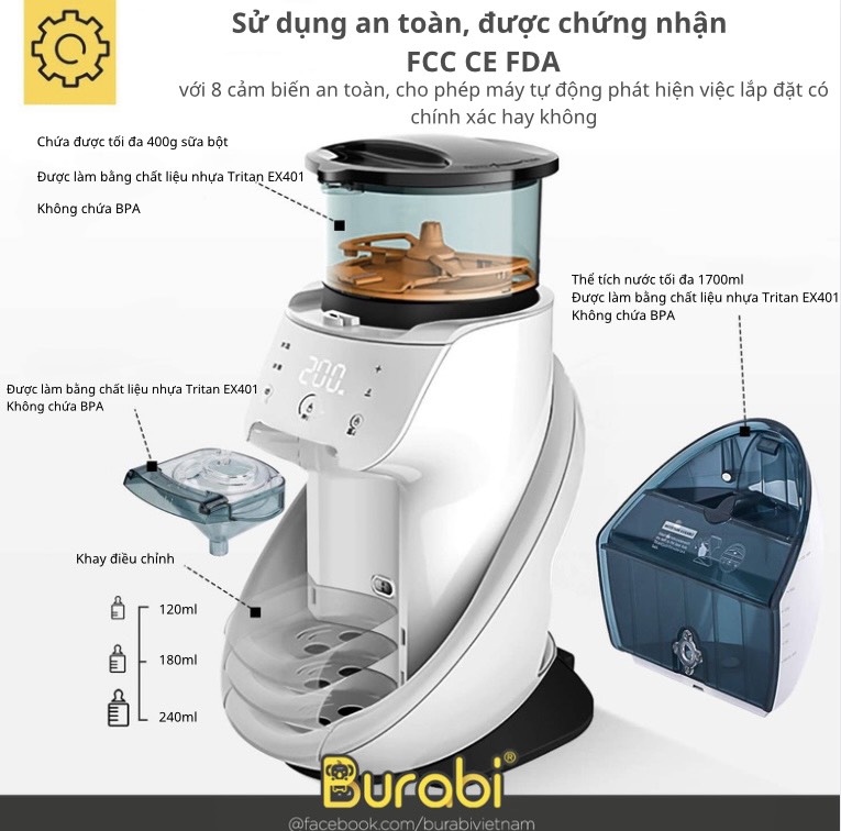  Máy pha sữa thông minh Burabi
