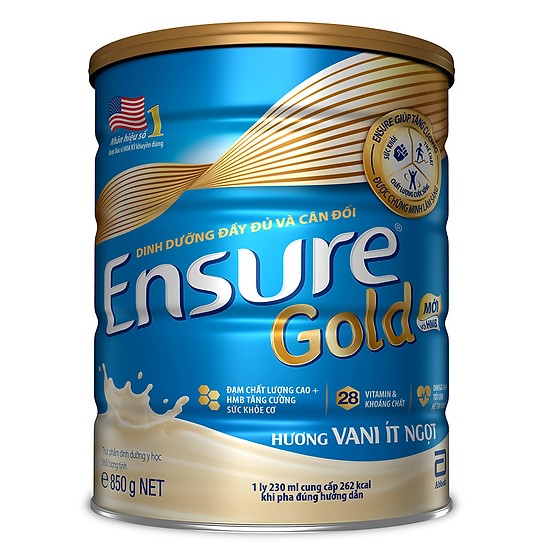 ENSURE GOLD ÍT NGỌT HƯƠNG VANI 850G