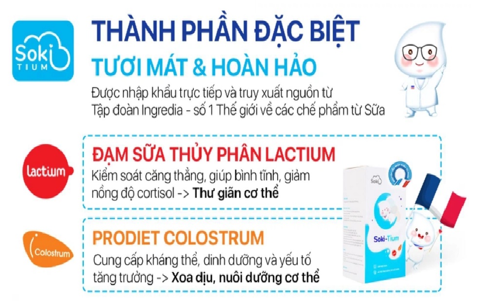 Bột hòa tan Soki-Tium Pharvina giúp trẻ ngủ ngon (12 gói)