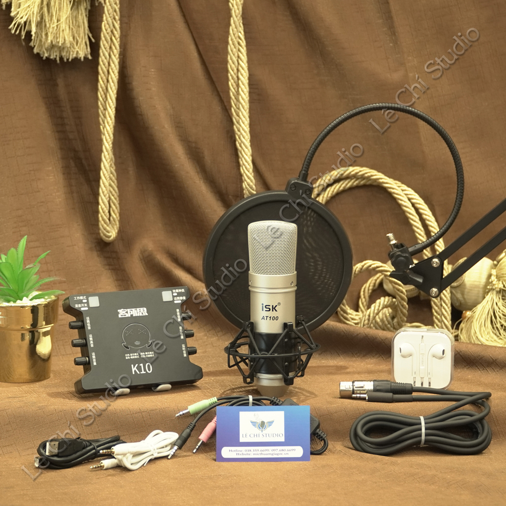 Combo Mic thu âm ISK AT100 + Soundcard XOX K10 FULL Phụ Kiện - Giá 1.950k