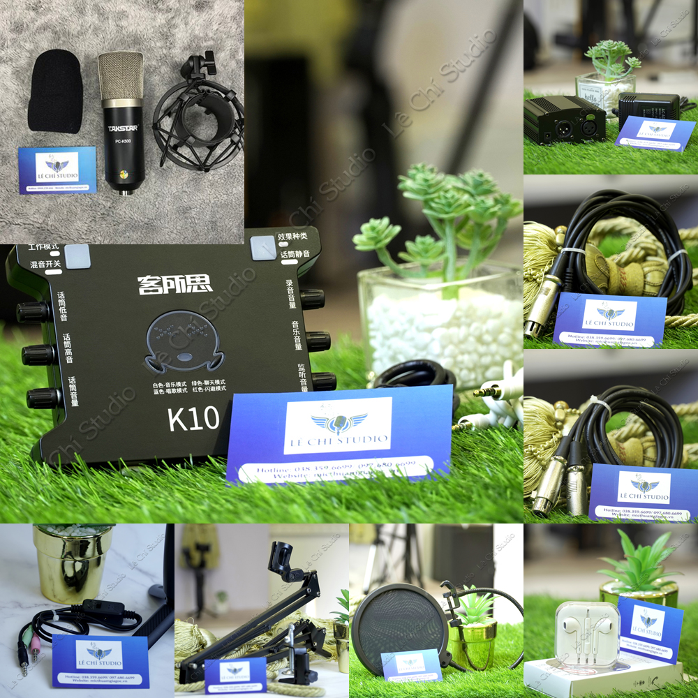 Combo Micro Thu Âm Takstar PC K500 + Soundcard XOX K10 Full Phụ Kiện - Giá 2.590k