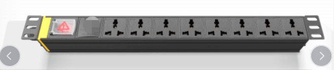 Ổ cắm điện 6 chấu, lõi đồng có công tắc PU không dây dành cho tủ rack 19 inch, mỗi ổ có 3 lỗ cắm