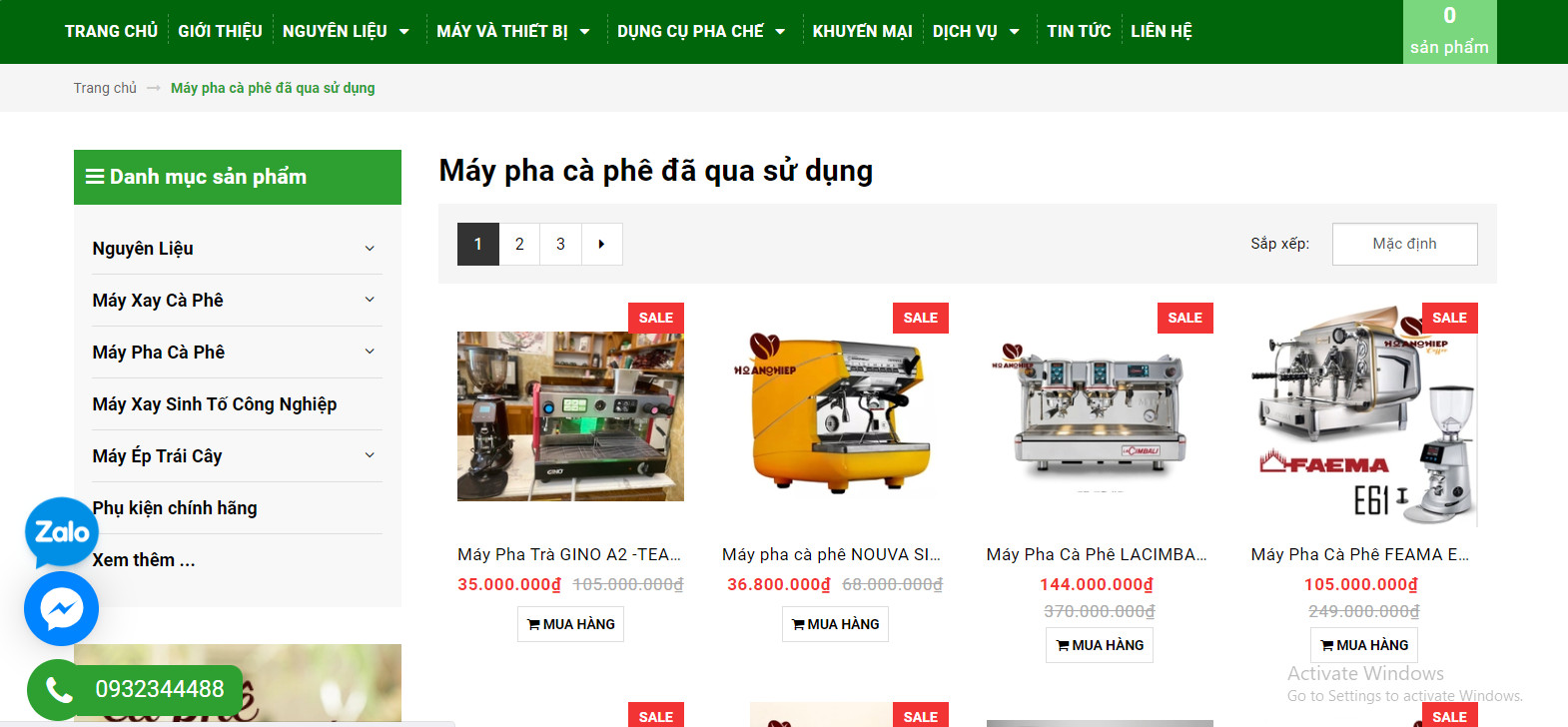 Máy pha cafe đã pha qua sử dụng 