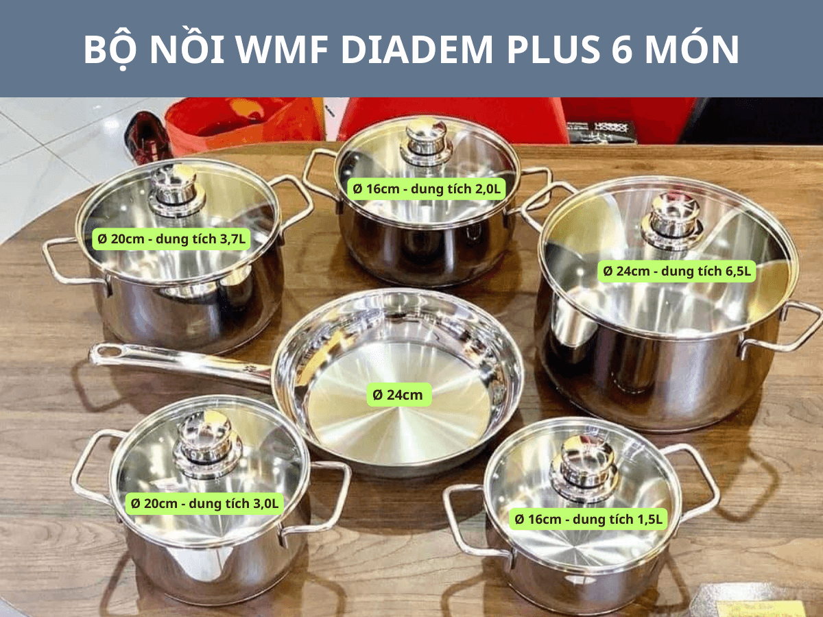 Bộ nồi WMF Inspiration 6 món kèm quánh và chảo thép