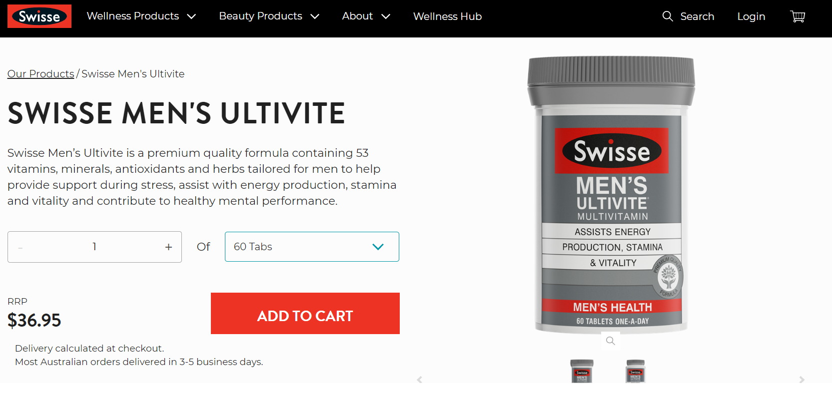 Vitamin Tổng Hợp Cho Nam Swisse Men's Ultivite Multivitamin