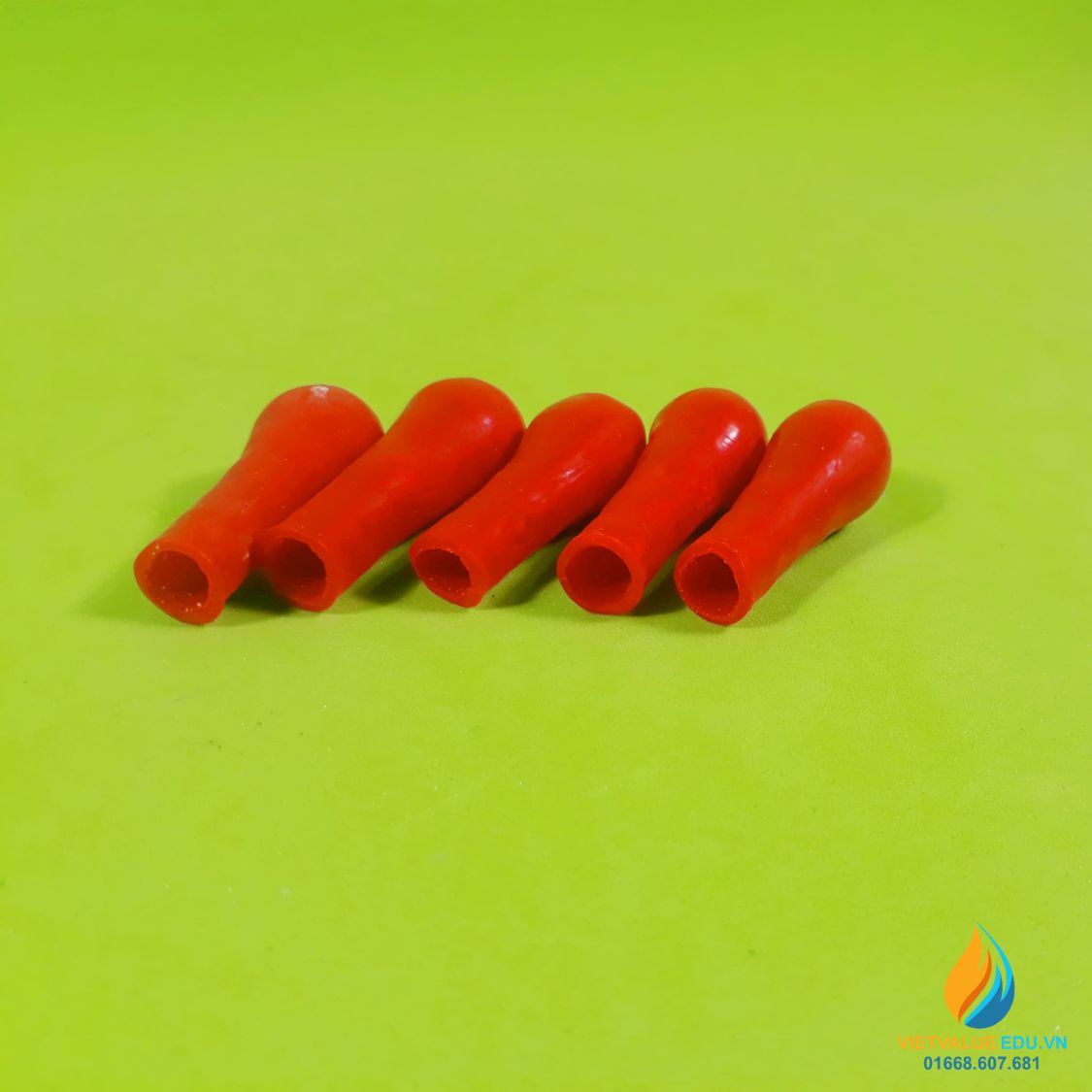 Đầu đỏ cao su cho ống hút pipet thủy tinh dài 9cm, 10cm, 12cm, 15cm, 20cm