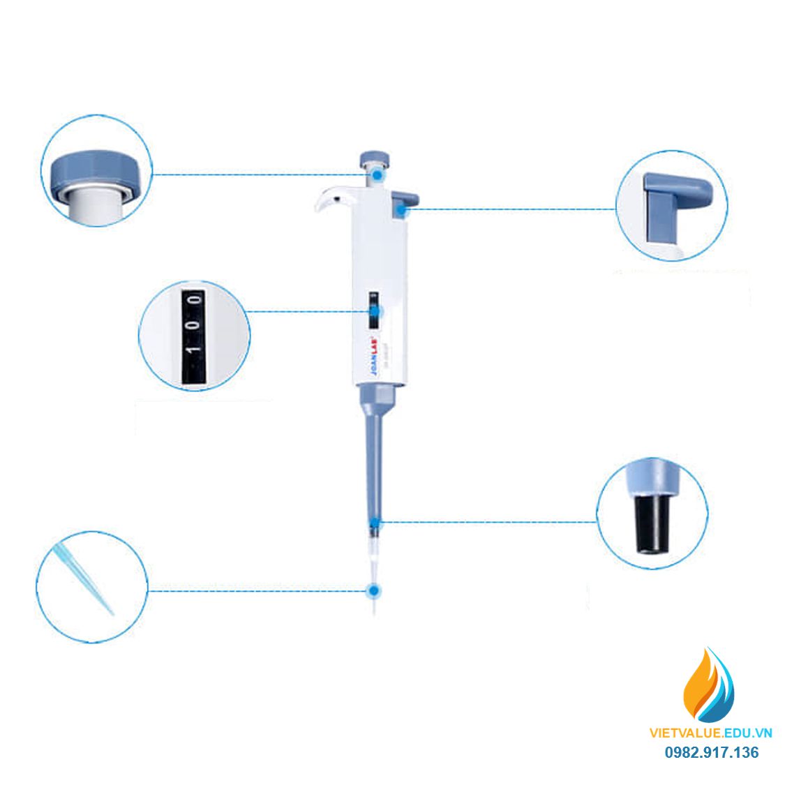 Micropipet M20 JOAN LAB phòng thí nghiệm, phạm vi 2-20ul