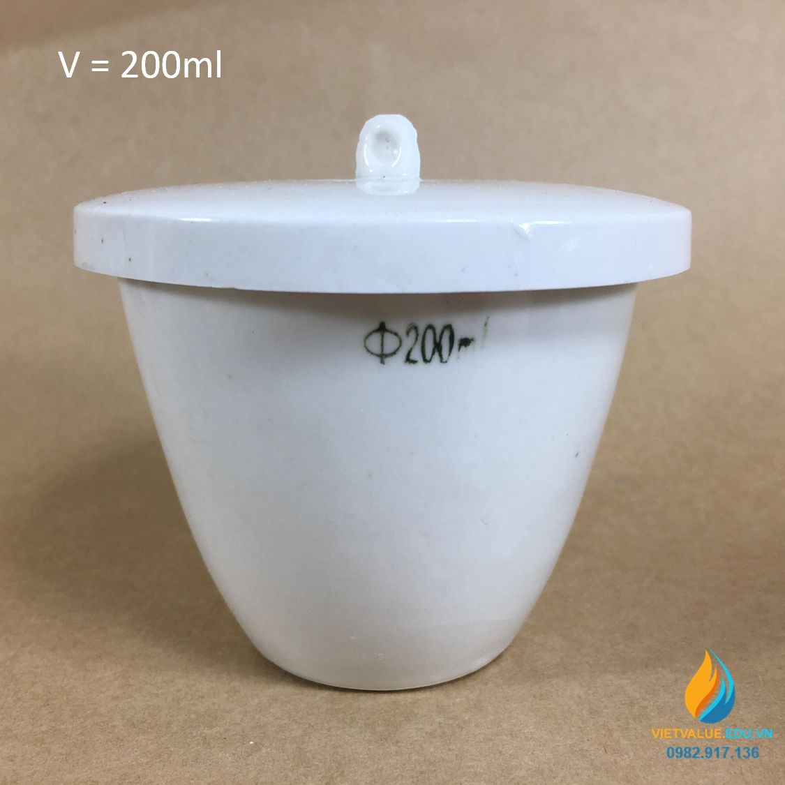 Chén sứ nung có nắp phòng thí nghiệm, dung tích 200ml VIETVALUE Chén Sứ Nung Có Nắp Phòng Thí Nghiệm, Dung Tích 200Ml Vietvalue