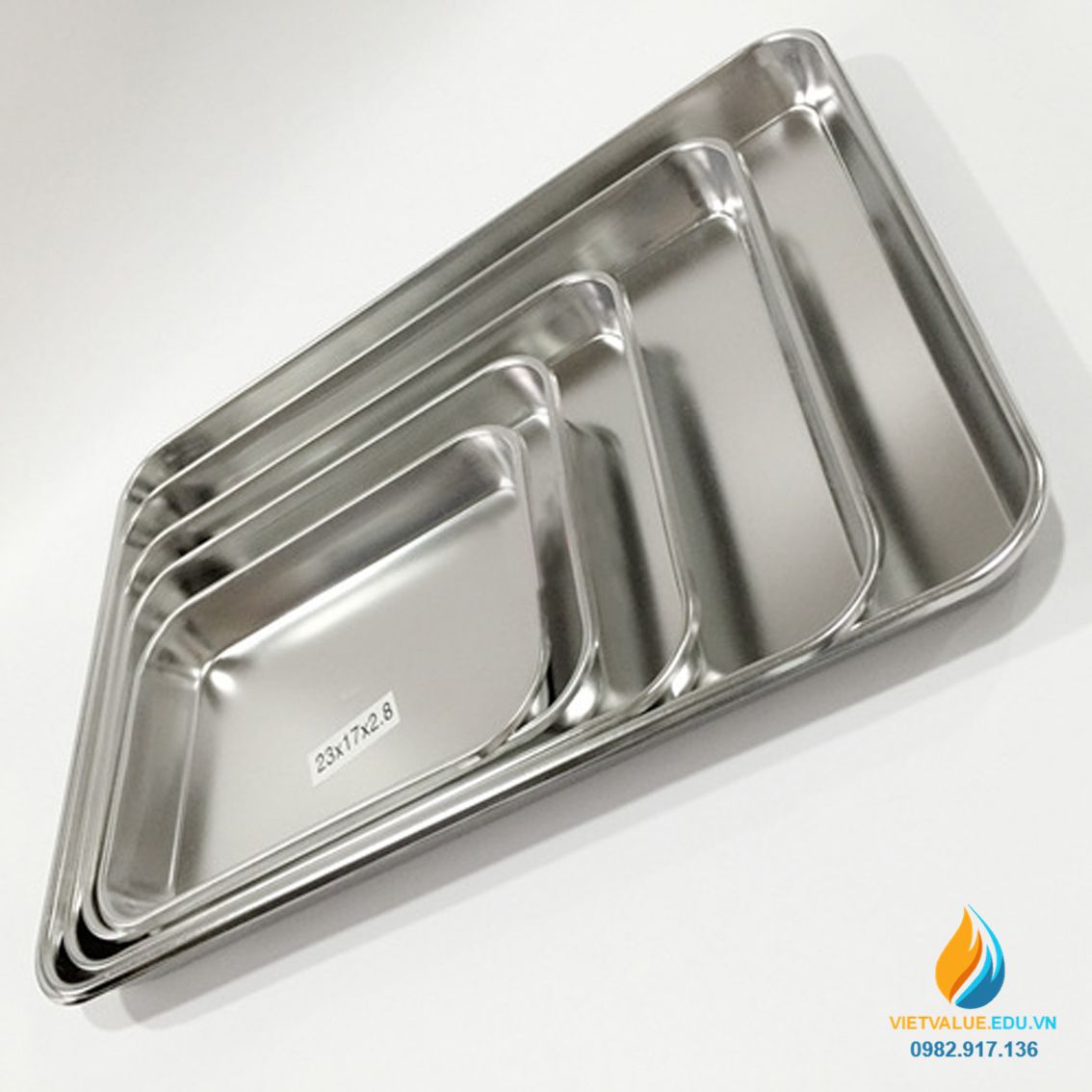 Khay Inox thành cao kích thước 31*24*3.1cm, Inox 304 không gỉ, thành dày