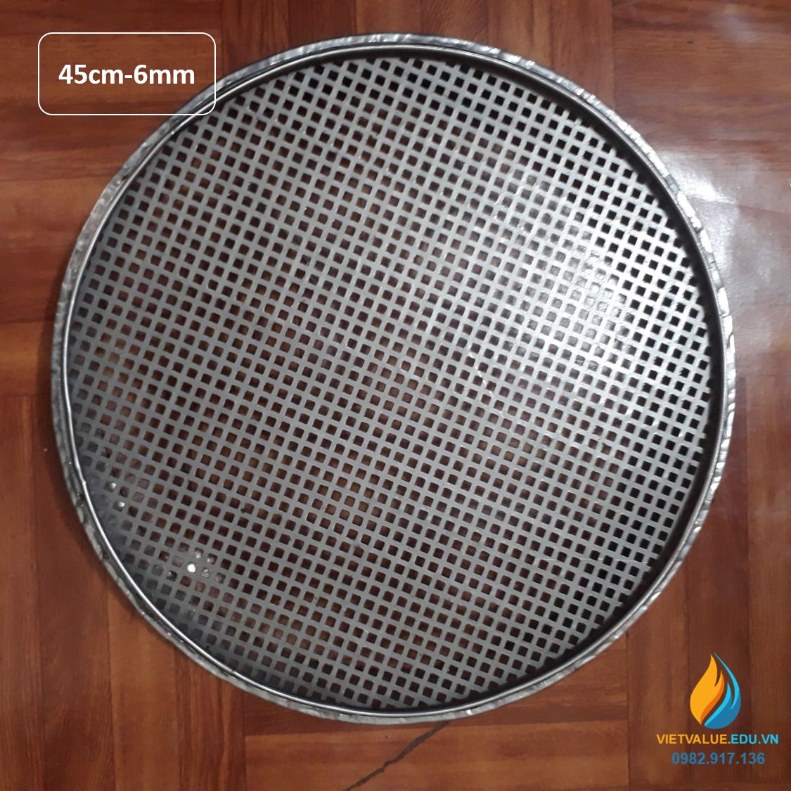 Sàng rây tiêu chuẩn đường kính 45cm, lỗ vuông 6mm, chất liệu inox không ...