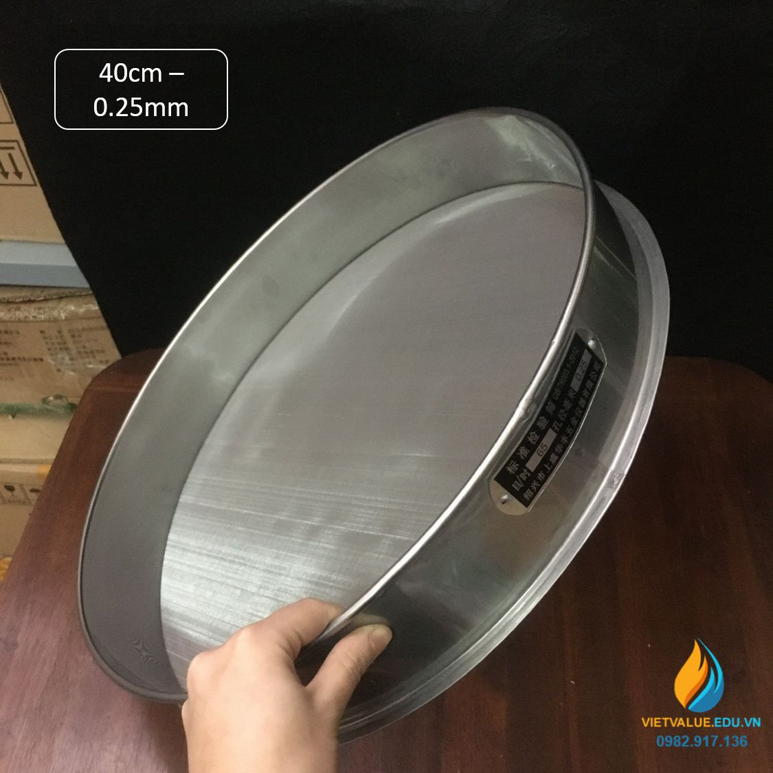 Sàng rây tiêu chuẩn, đường kính 40cm, lỗ 0.25mm, mã sàng 65 VIETVALUE