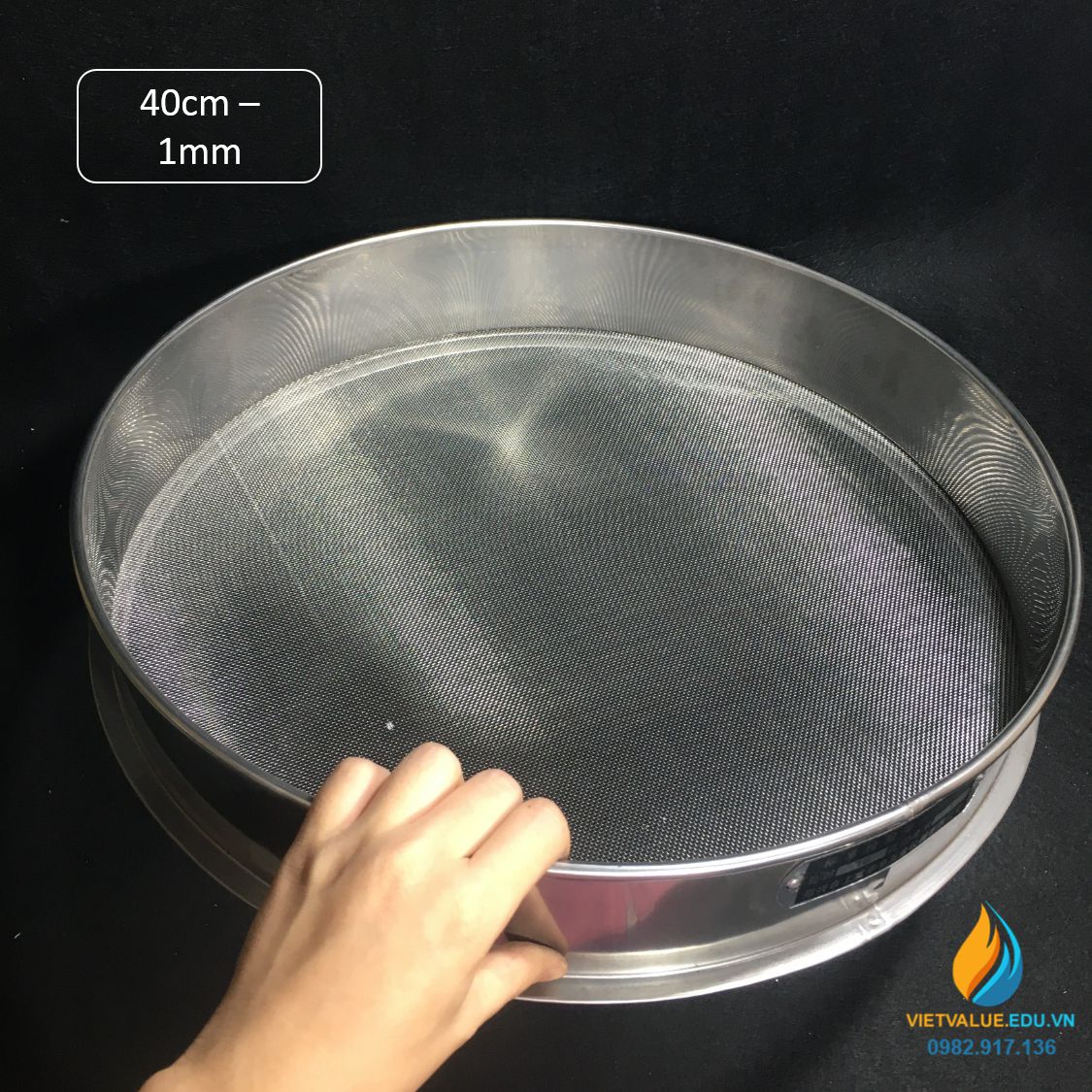 Sàng rây tiêu chuẩn, đường kính 40cm, lỗ 1mm, mã sàng 18 VIETVALUE