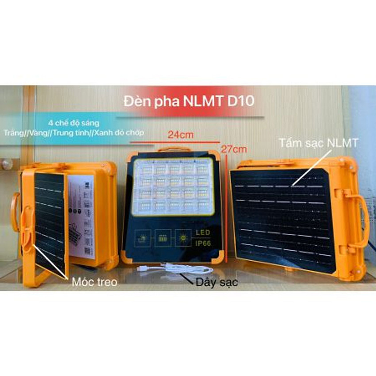 Đèn Led Pha Cầm Tay CYX - D10 Năng Lượng mặt trời