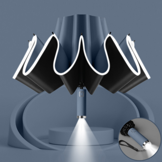 Dù Đi Mưa 2 Chiều Tự Động Xếp Gọn Có Đèn Pin