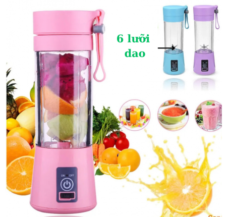 Máy Xay Sinh Tố HM-03 Cầm Tay 380ml ( 6 Lưỡi ) Pin Sạc