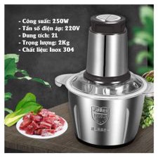 Máy xay thịt đa năng cối Inox 304 dung tích 2L 4 lưỡi dao bằng thép