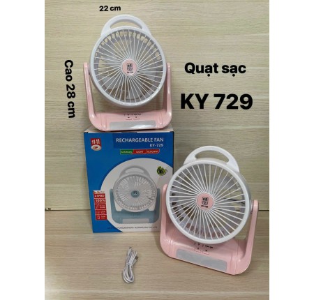 Quạt Sạc Tích Điện KY-729 Có Đèn