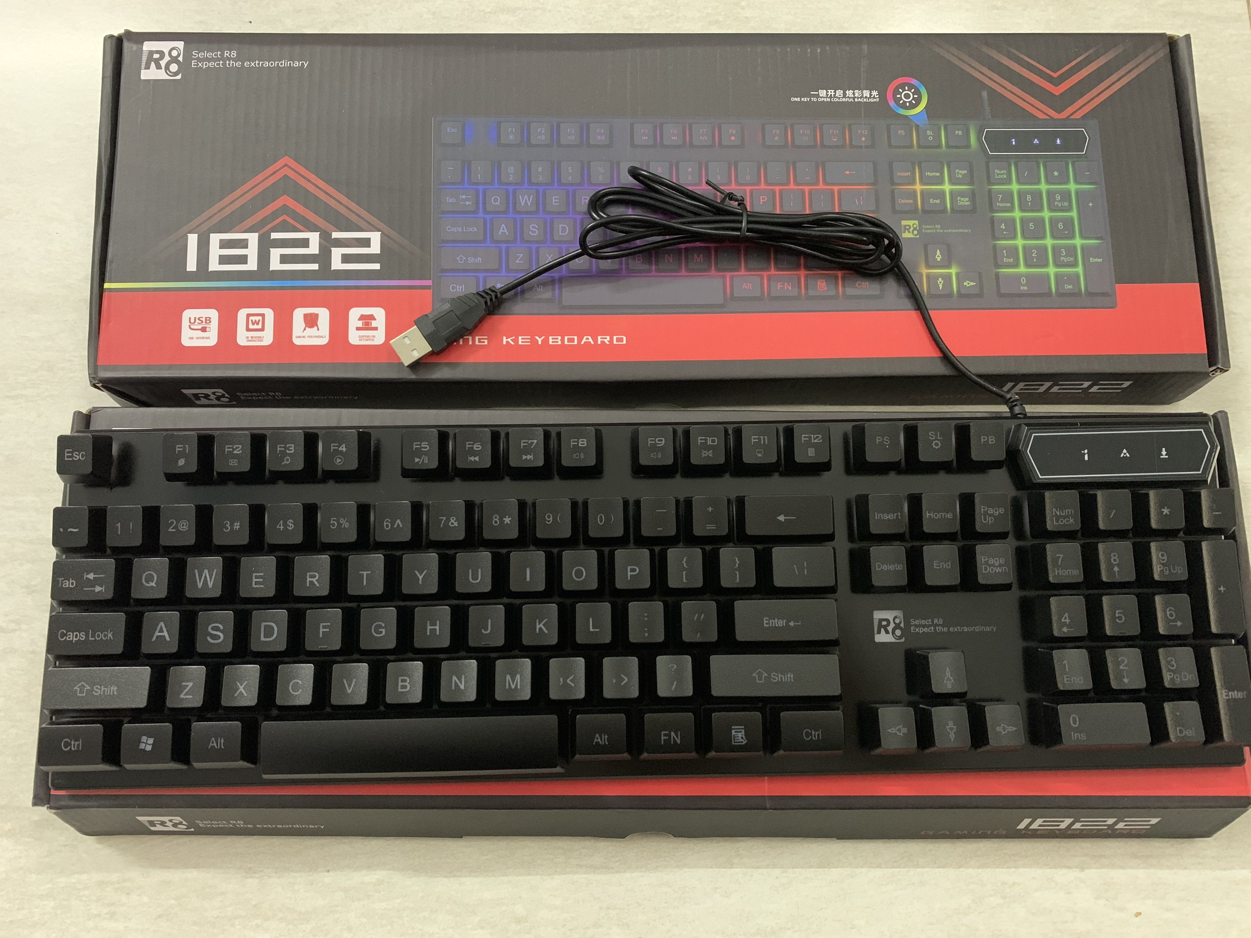 Keyboard R8 giả Cơ  KB-1822 Led Cổng Usb