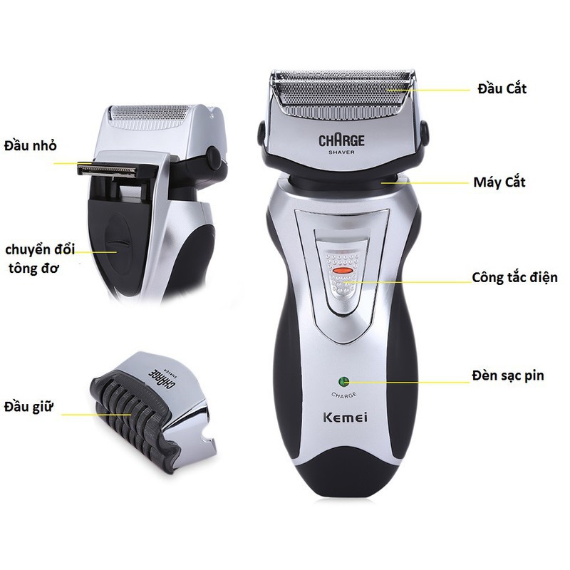 Máy cạo râu 2 lưỡi kemei KM-8007