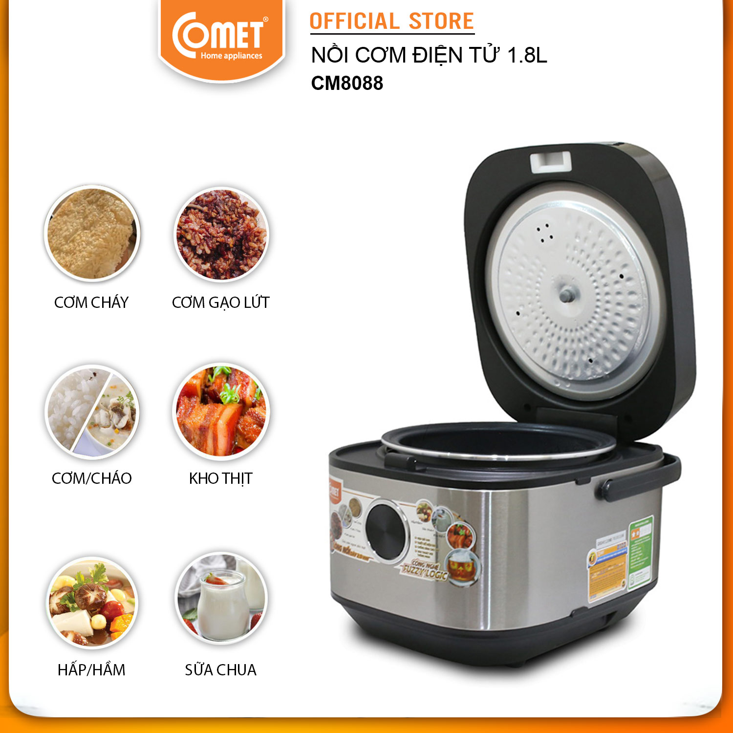 Nồi Cơm Điện Comet 1.8 lít CM-8088 cao cấp