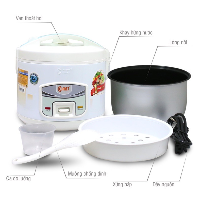 Nồi Cơm Điện Comet CM-8018 ( 1.8 Lít ) Nắp Gài
