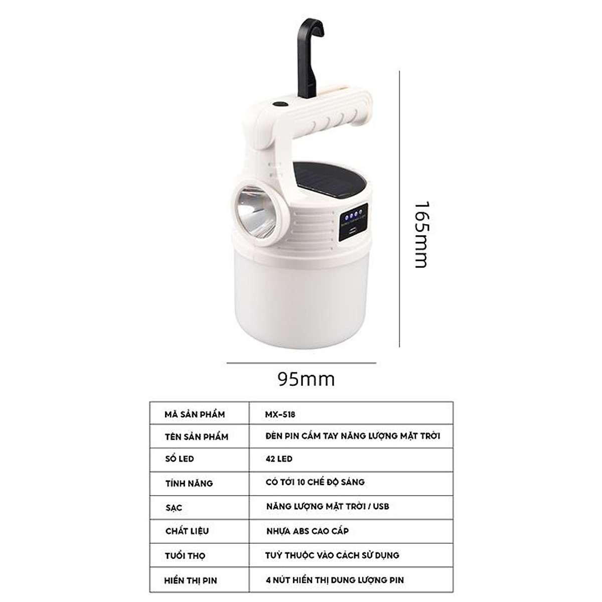 Đèn Tích Điện MX-519 Năng Lượng 6 Chế Độ