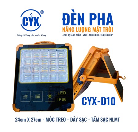 Đèn Led Pha Cầm Tay CYX - D10 Năng Lượng mặt trời