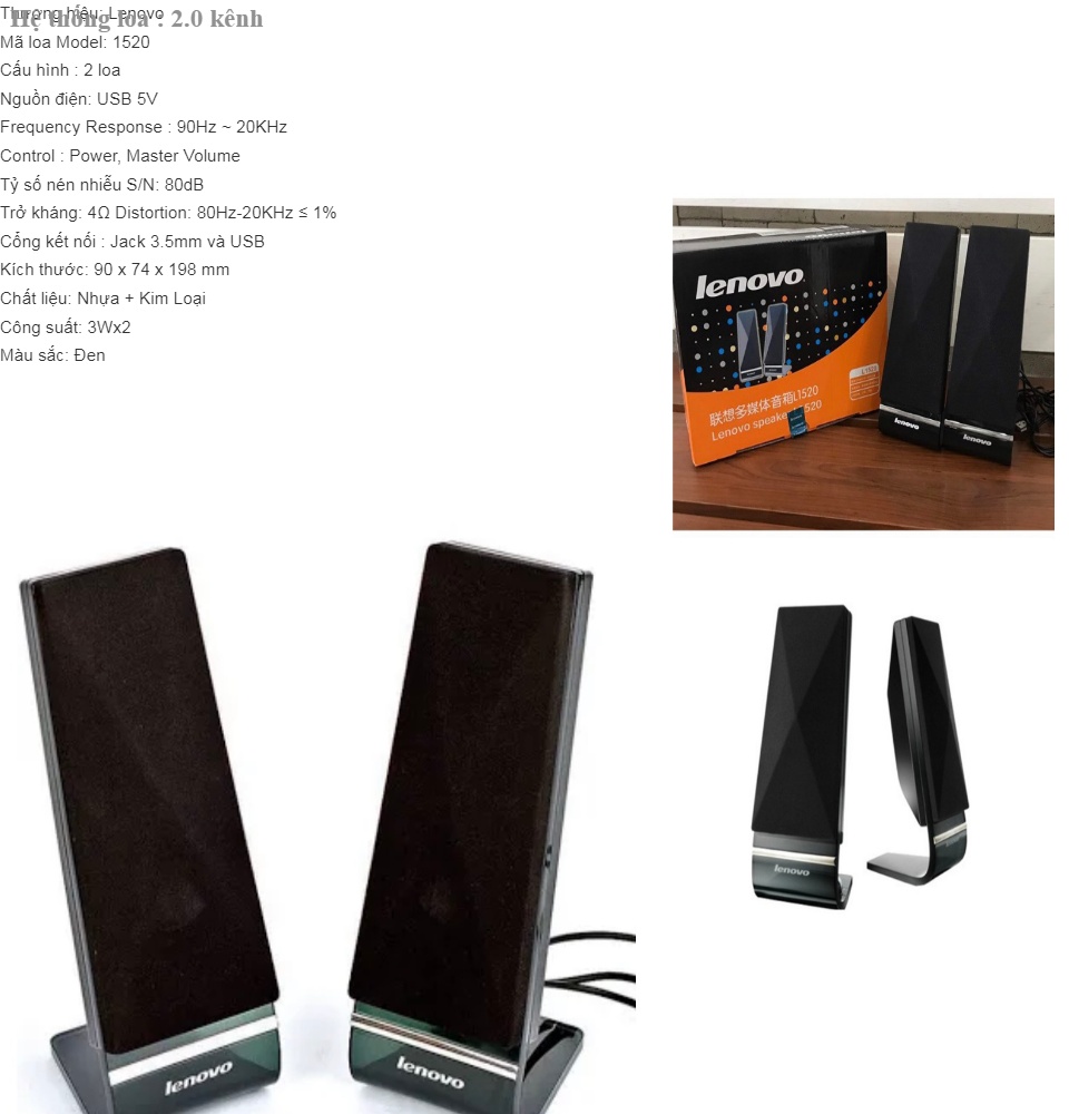 LOA VI TÍNH 2.0 LENOVO 1520 NGUỒN USB