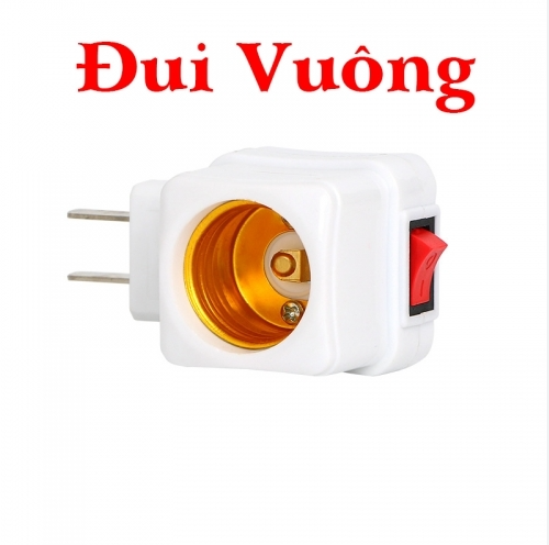 Đui Đèn E27 Vuông Có Công Tắc