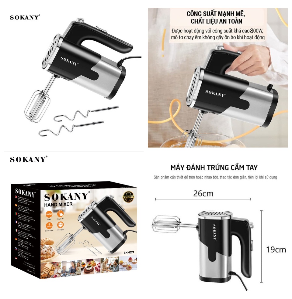 Máy Đánh Trứng Sokany 6621- Công Suất 800w