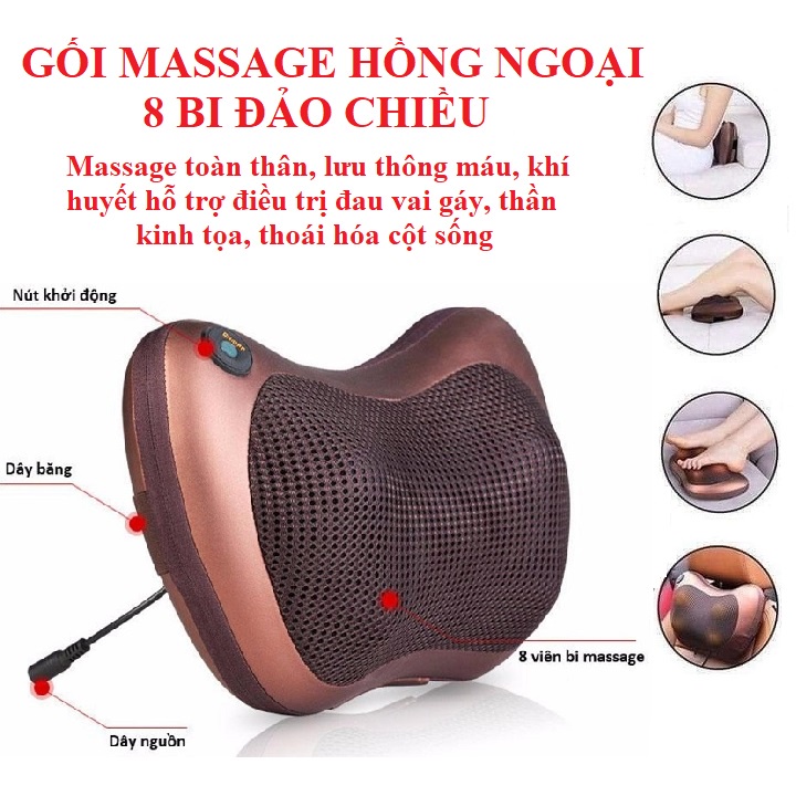 Gối Massage 8 Bi 2 Chiều Hồng Ngoại