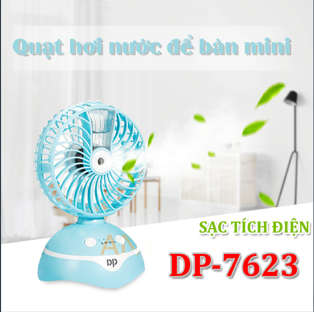 Quạt sạc DP-7623 phun sương