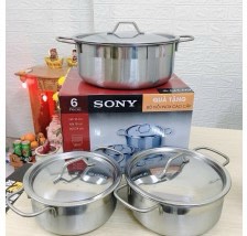 Bộ 3 Nồi Sony inox Cao Cấp ( Size:16-18-24cm )