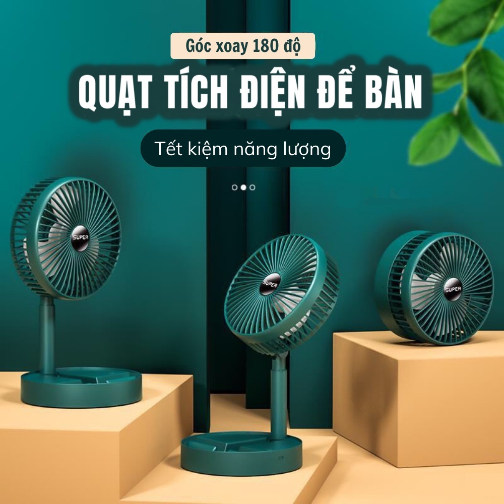 Quạt Sạc Super FS-21 Để Bàn Gấp Gọn