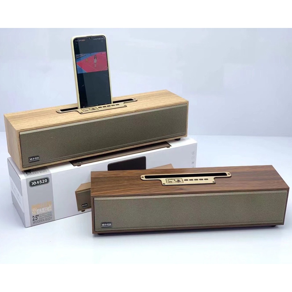 Loa Gỗ Bluetooth XM-520 Kiêm Giá Đỡ Điện Thoại